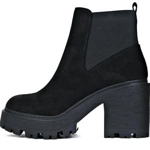 Soda Women's Chelsea Platform Block Heel Ankle Bootie, Black, Size 10